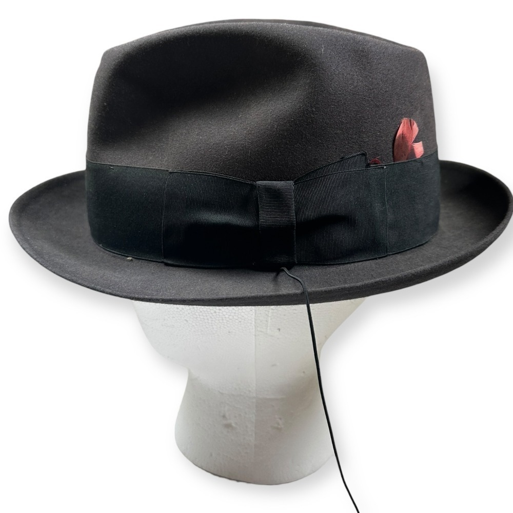 Vintage Brown Black Borsalino Alessandria San Remo Fedora WTP Size 7 1/8 Italy - Picture 5 of 16